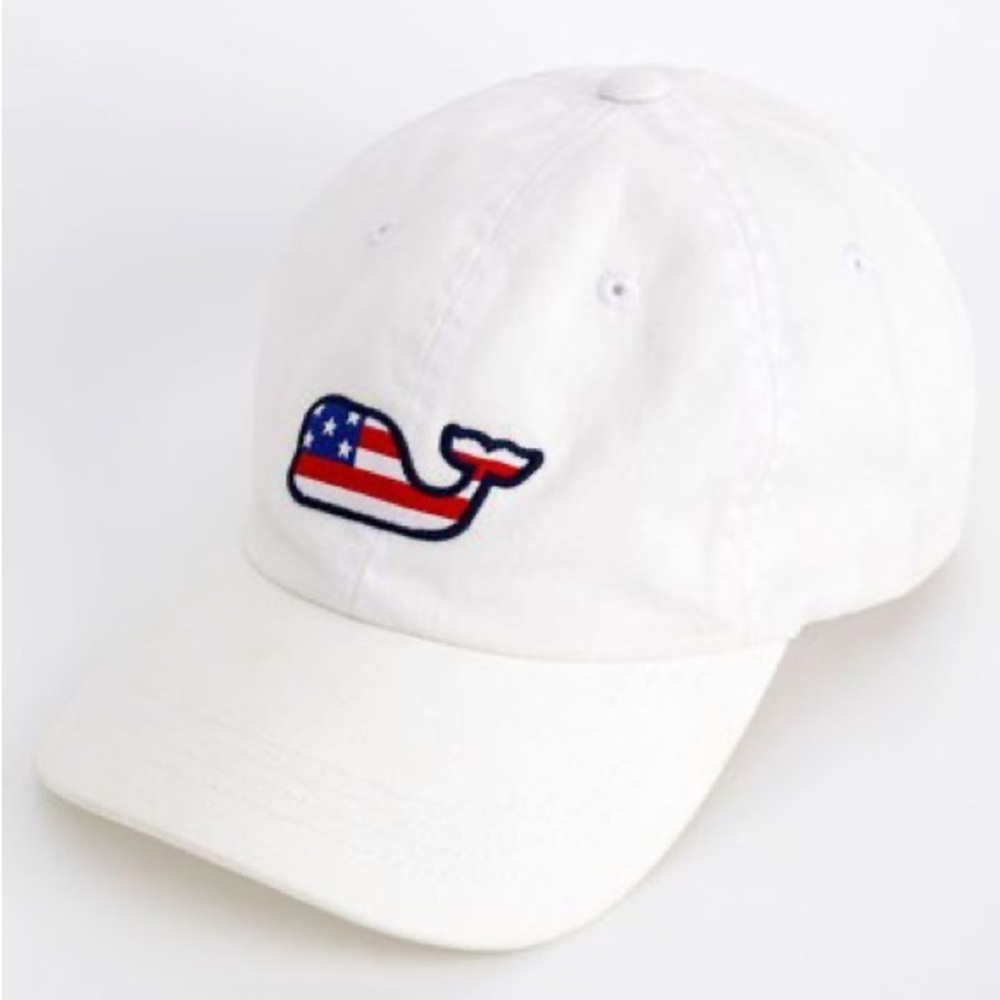 Vineyard Vines White Cap with Patriotic Whale